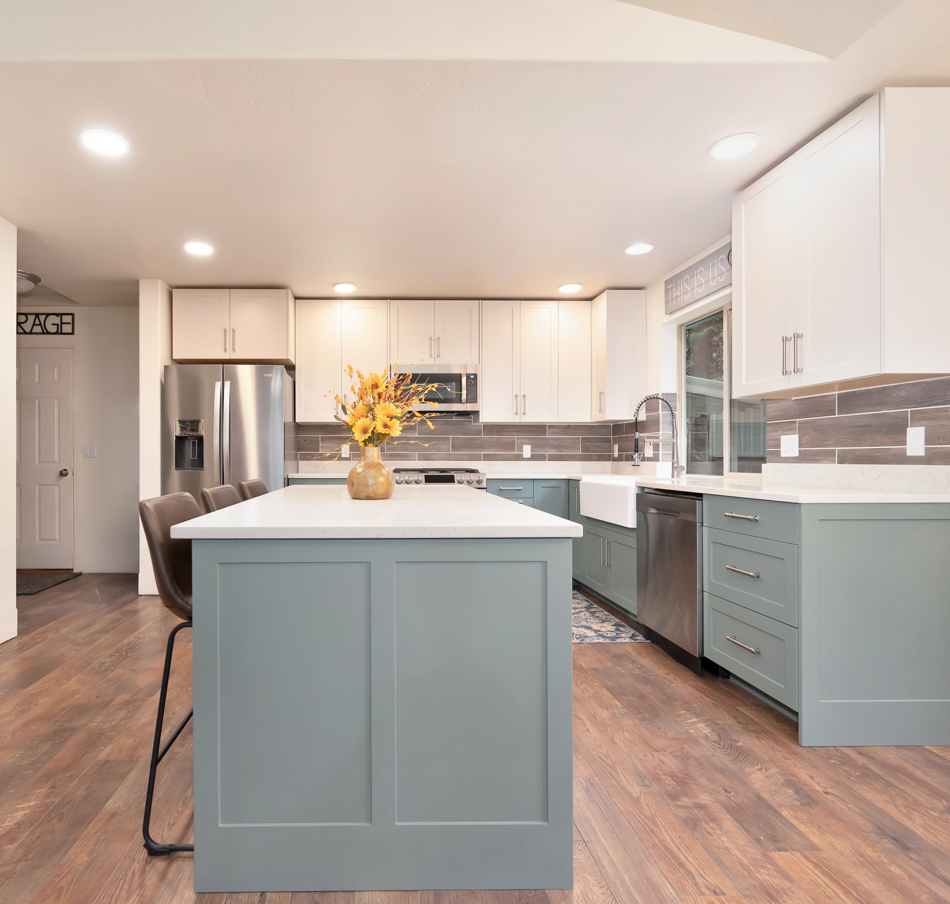 Sage Green Island Kitchen