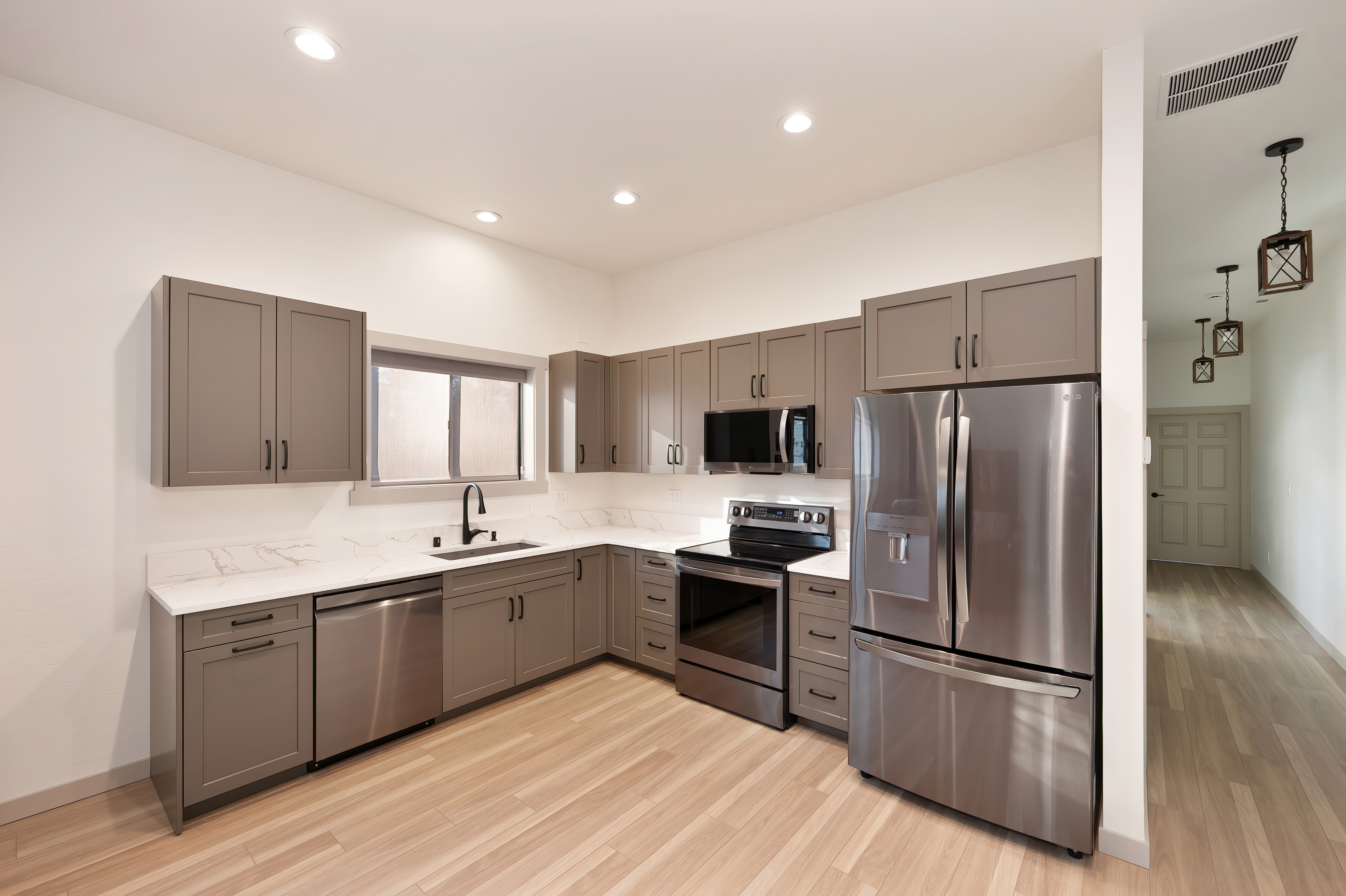 Greige L-Shaped Kitchen