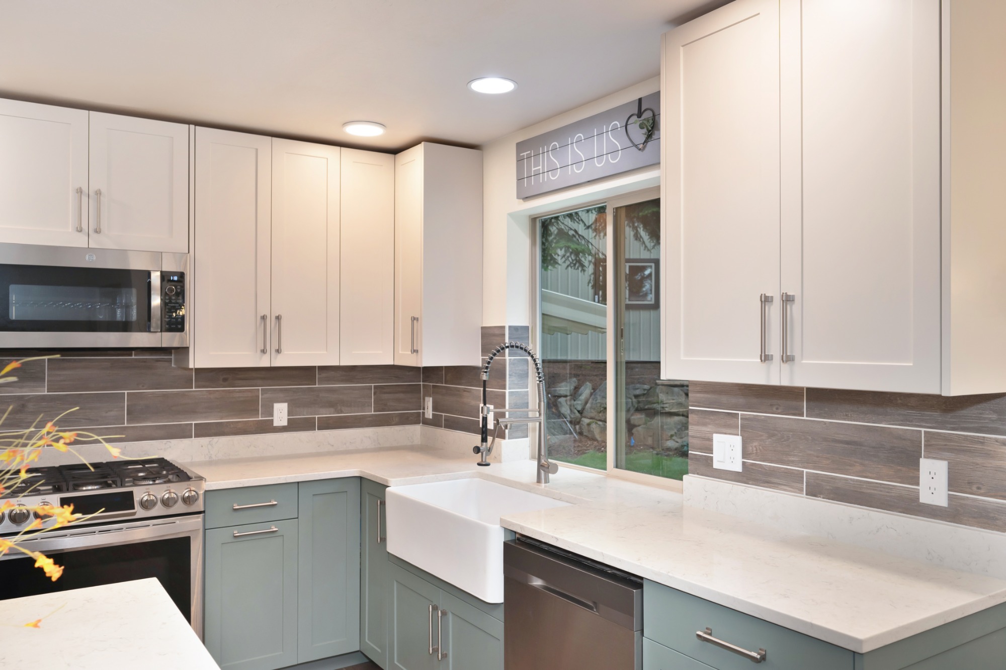 Sage Green Island Kitchen detail 4