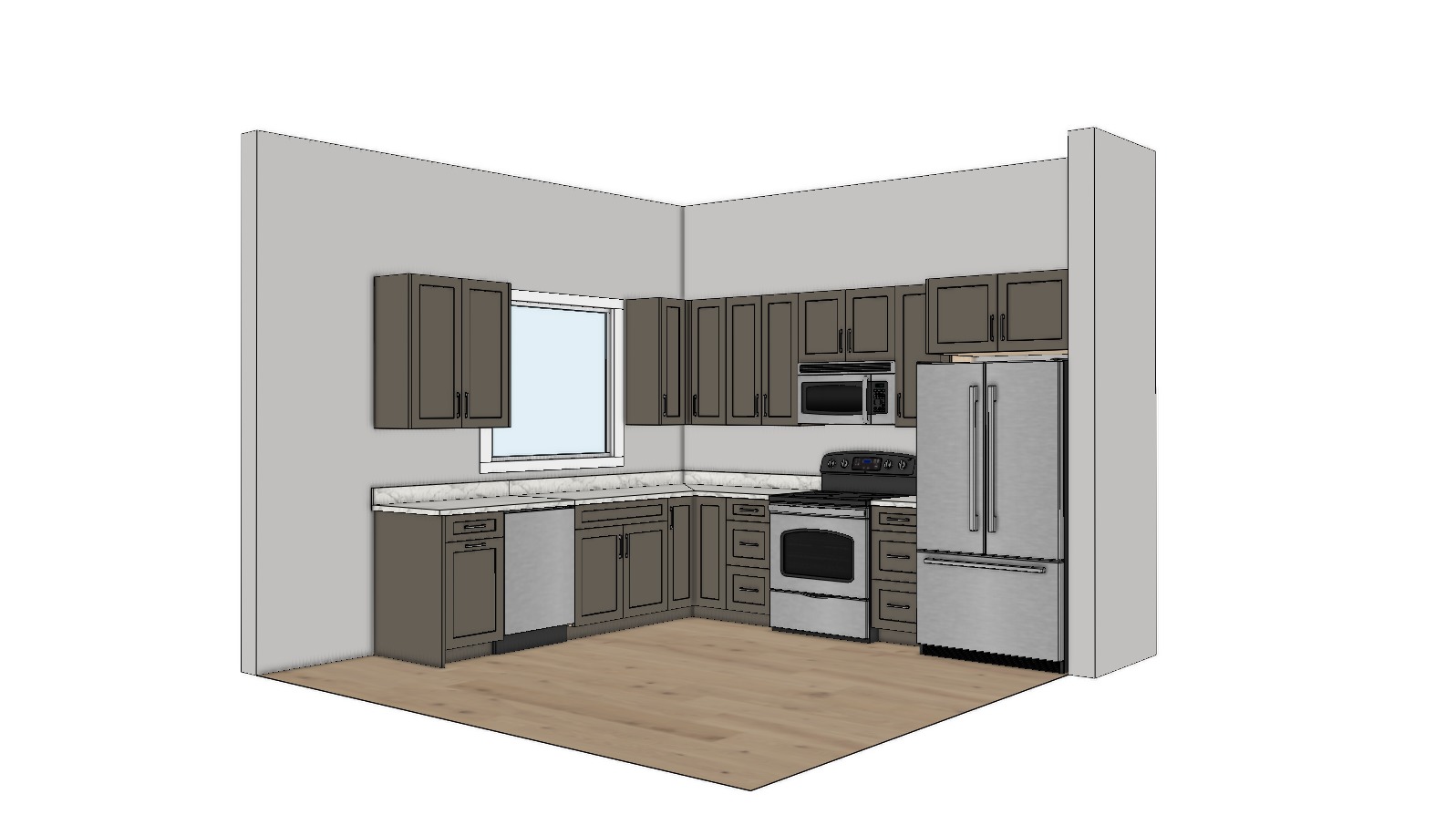 Greige L-Shaped Kitchen detail 1