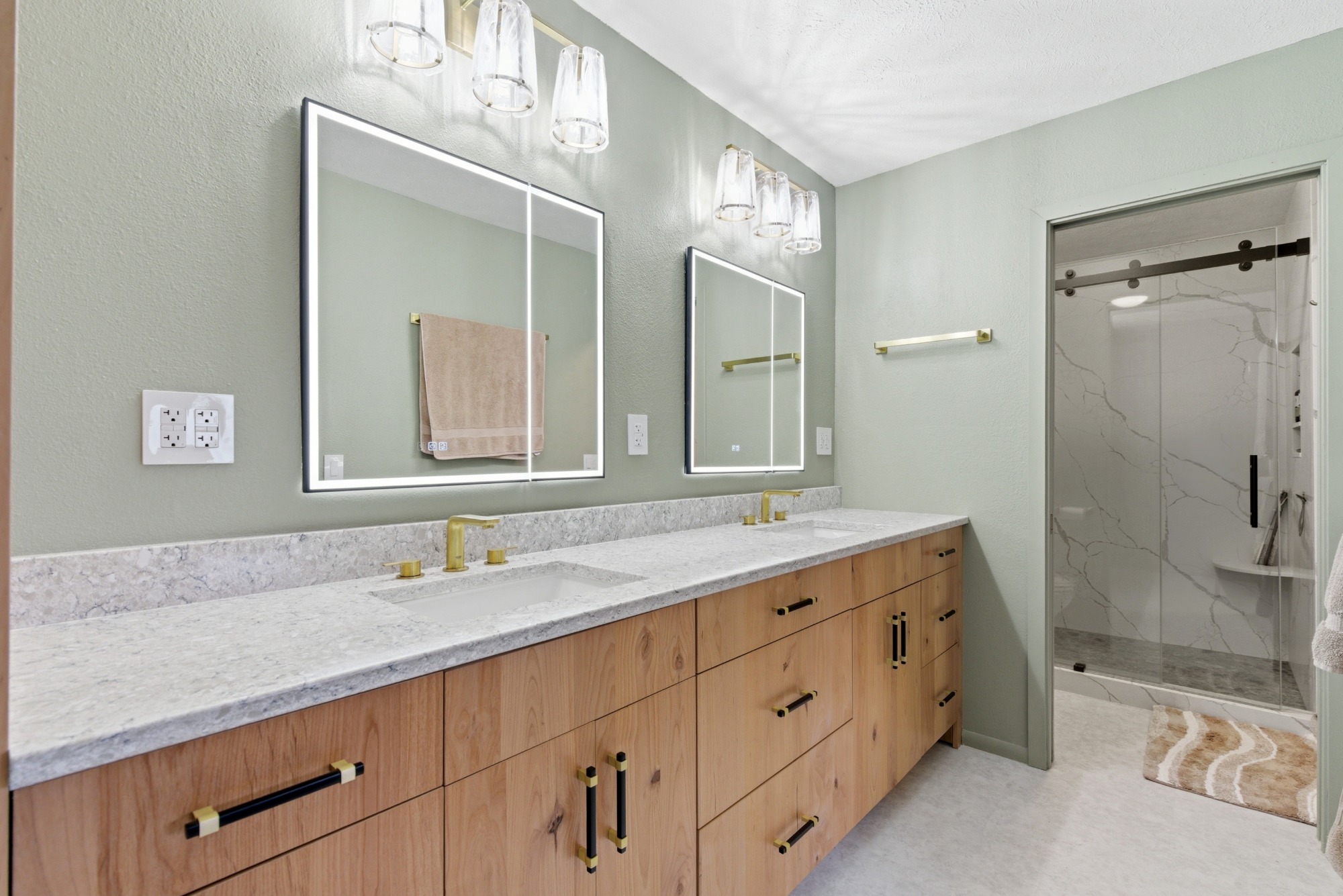 Natural Wood Double Vanity detail 1