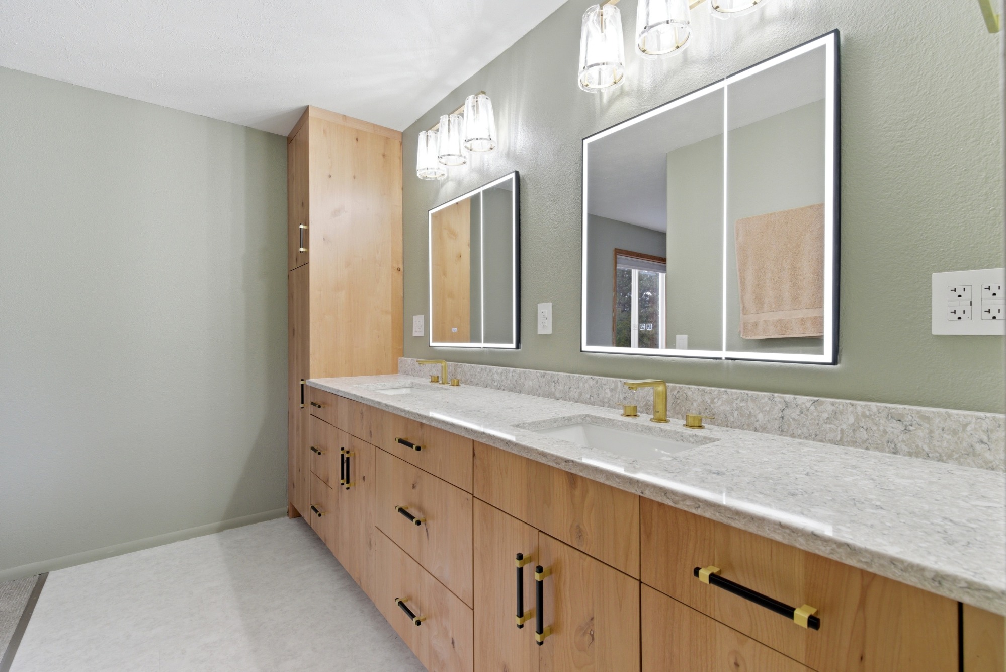 Natural Wood Double Vanity detail 2
