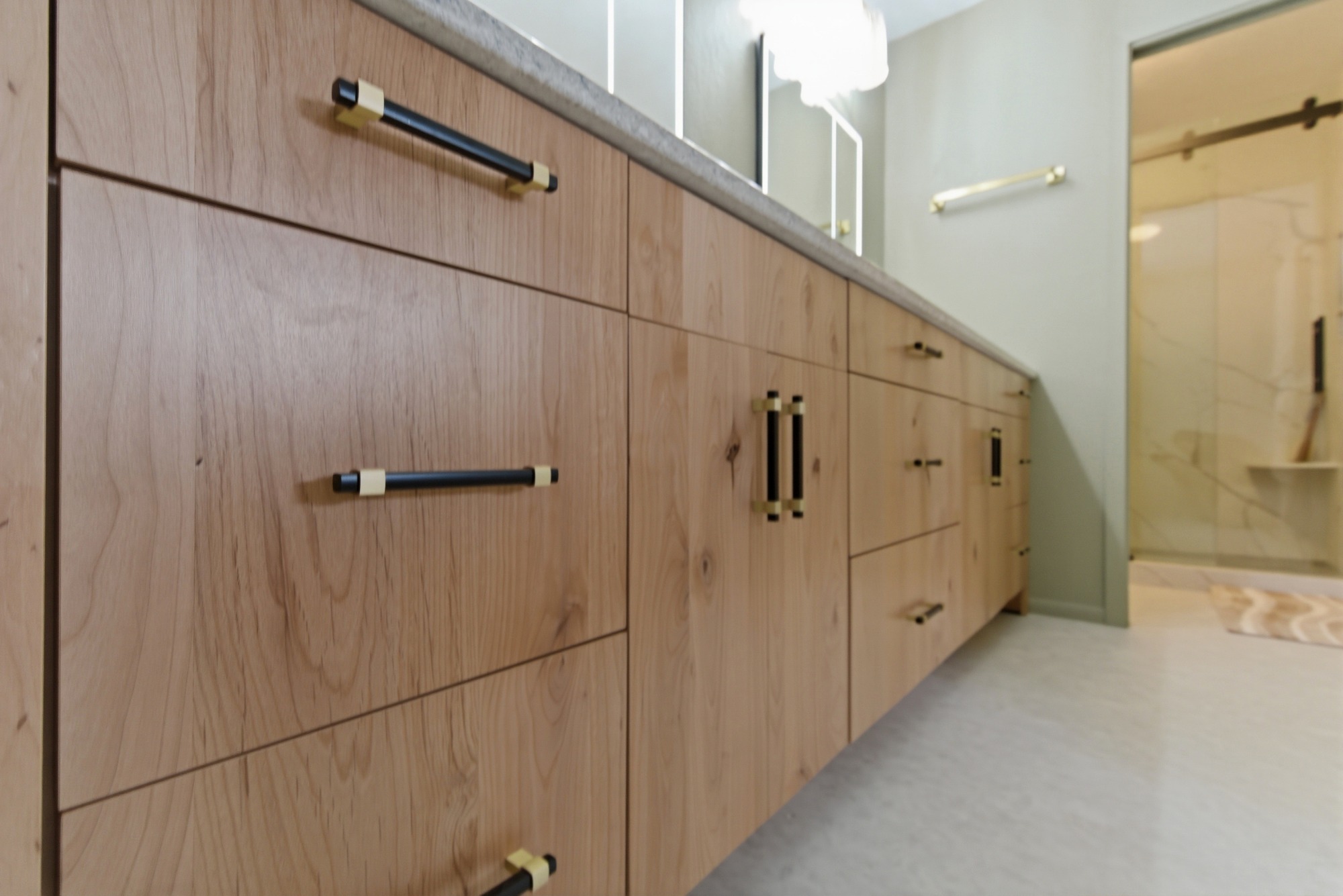 Natural Wood Double Vanity detail 3