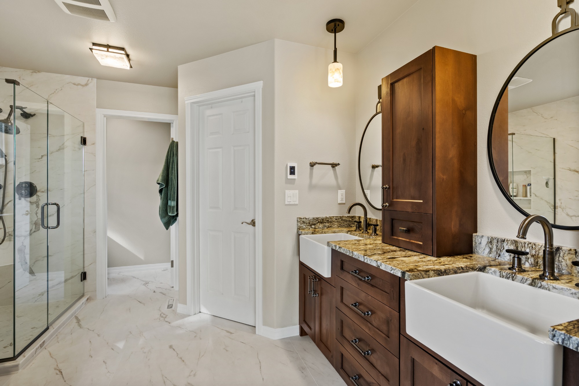 Dark Stained Double Vanity