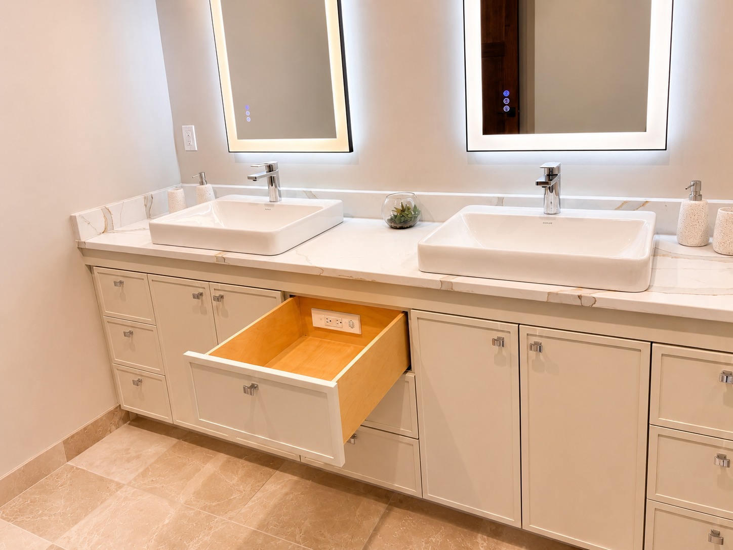 White Micro-Shaker Vanity detail 3