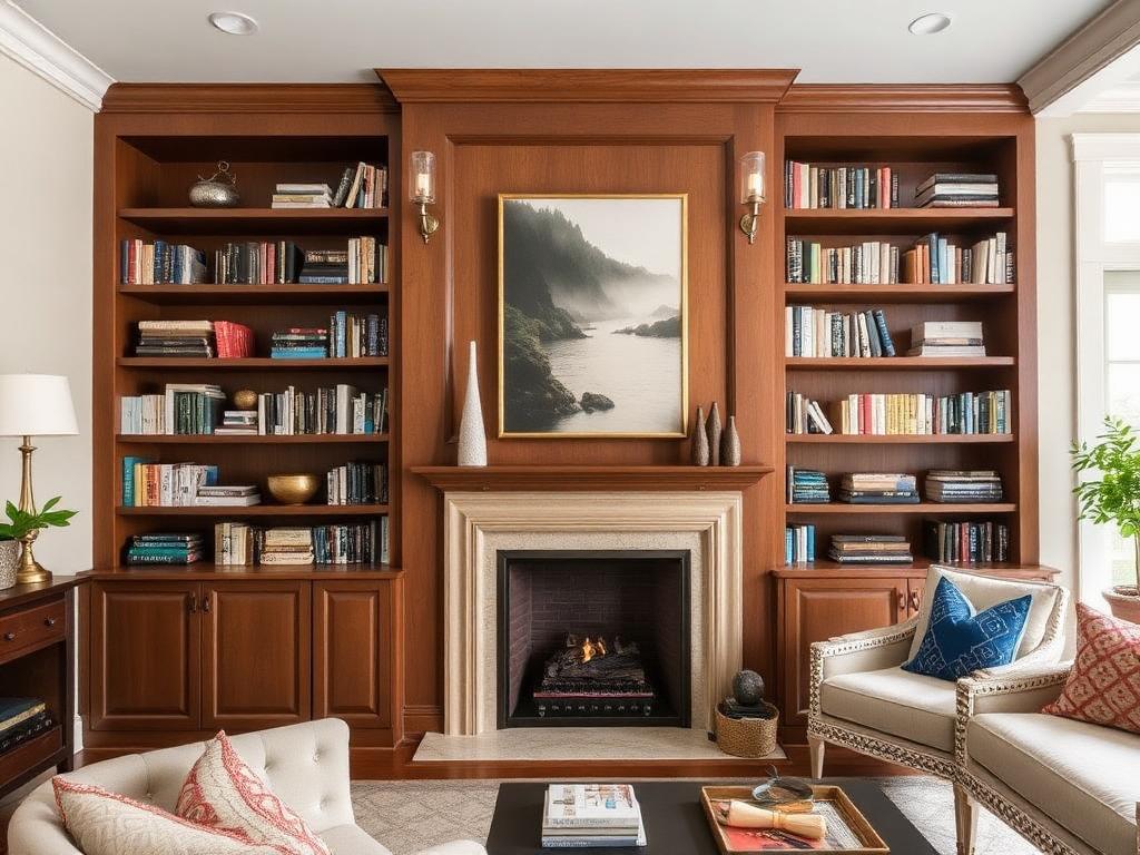 Fireplace Library Built-Ins